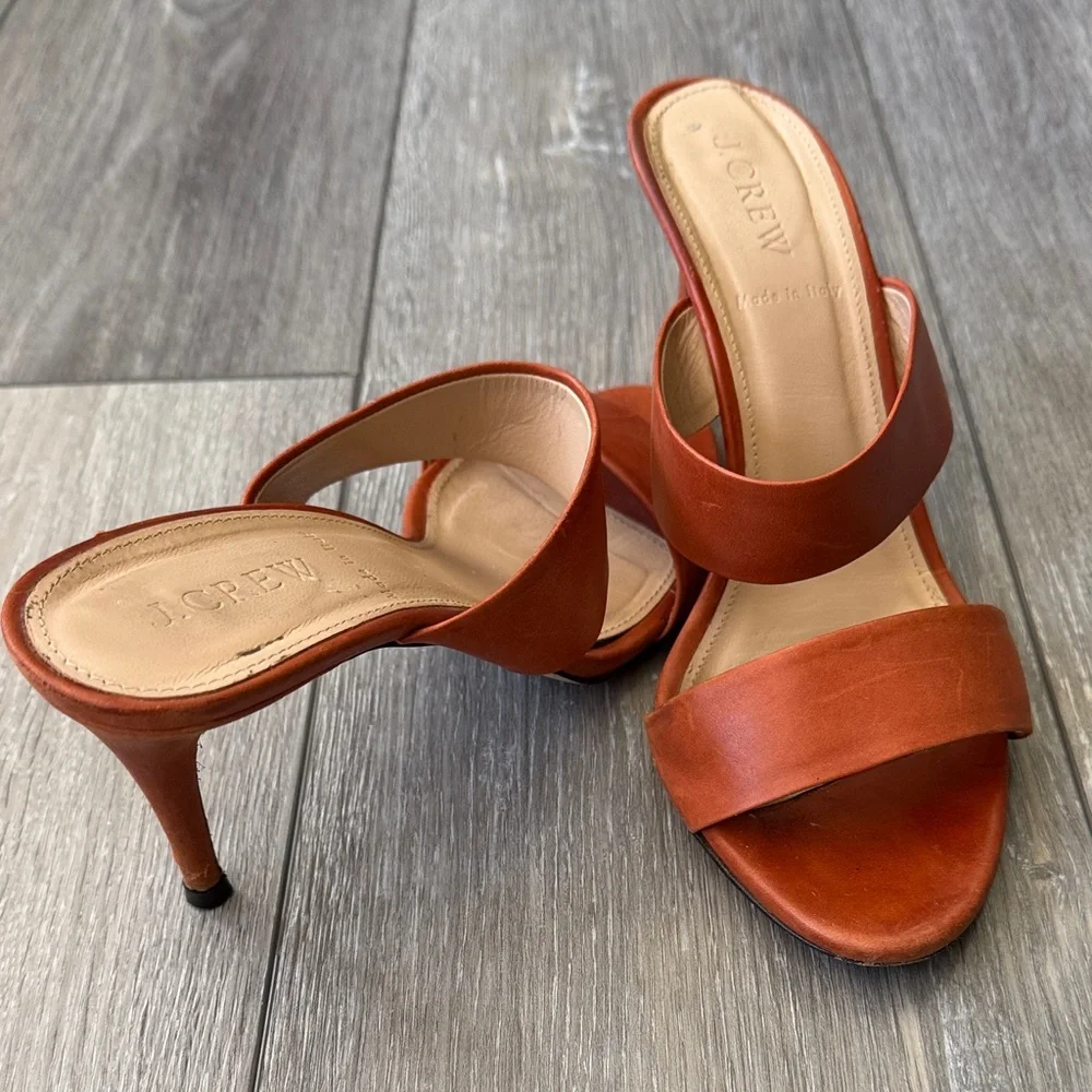 J. Crew Lena Two-Strap Heeled Slides - Picture 1 of 13